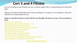 Cert 3 Fitness Online