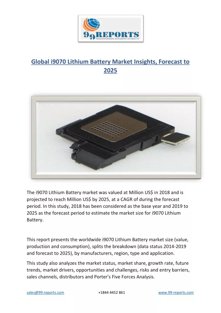 global i9070 lithium battery market insights