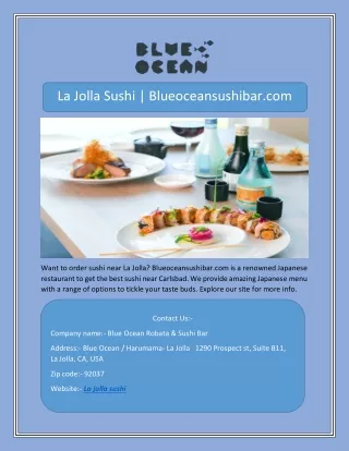 La Jolla Sushi | Blueoceansushibar.com