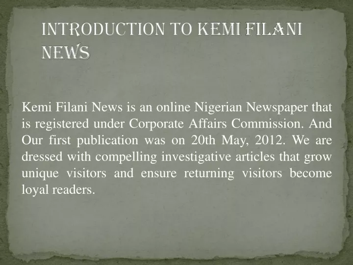 introduction to kemi filani news