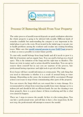 Process Of Removing Mould From Your Property