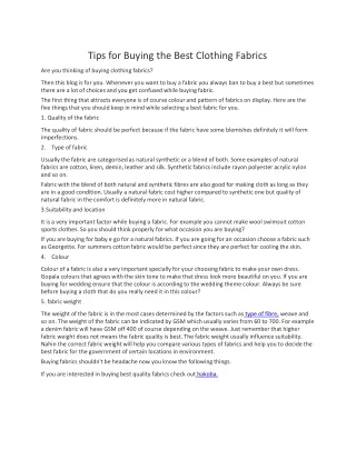 tips for buying the best clothing fabrics