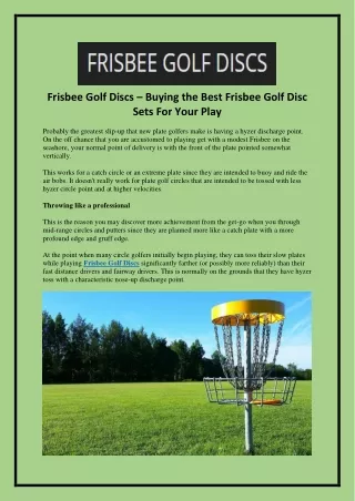 Frisbee Golf Discs – Buying the Best Frisbee Golf Disc Sets For Your Play