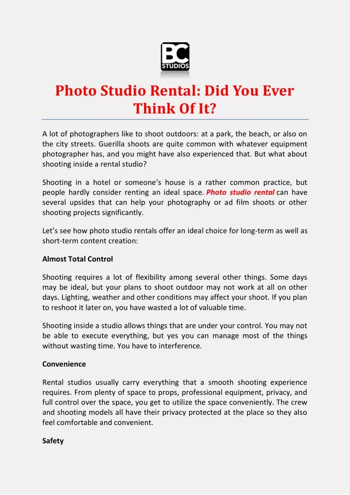 photo studio rental did you ever think of it