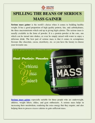 spilling the beans of serious mass gainer