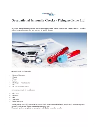occupational immunity checks flyingmedicine ltd