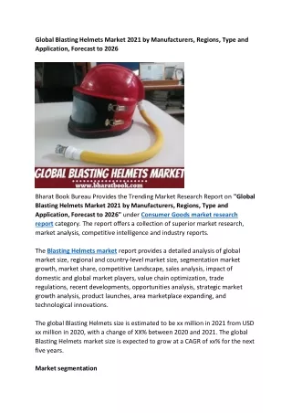 global blasting helmets market 2021