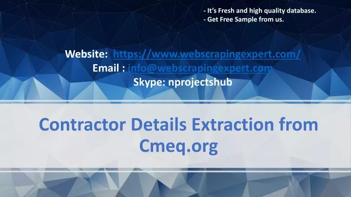 contractor details extraction from cmeq org