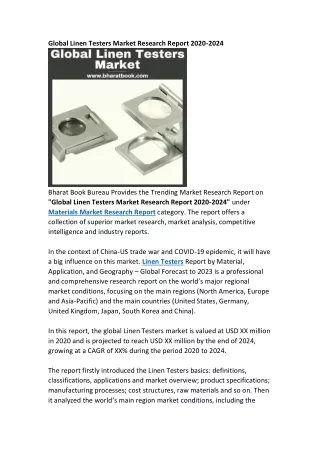 global linen testers market research report 2020
