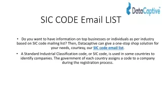 SIC Code Mailing List | SIC Code Based Business Database