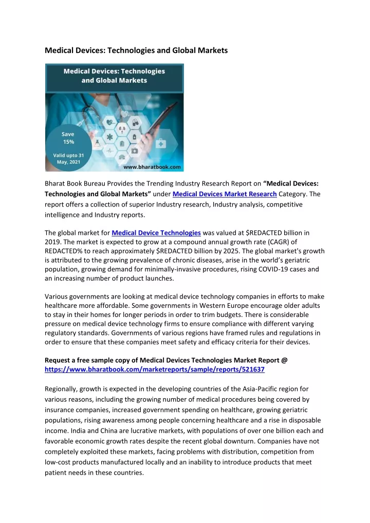 medical devices technologies and global markets