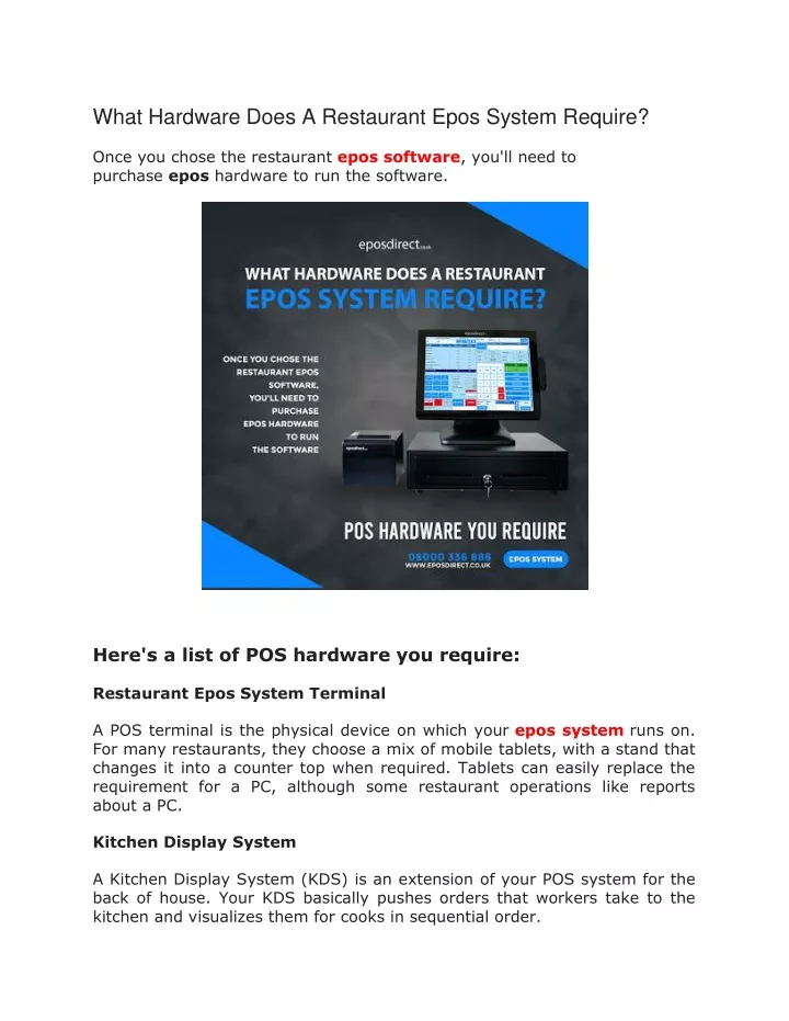 what hardware does a restaurant epos system