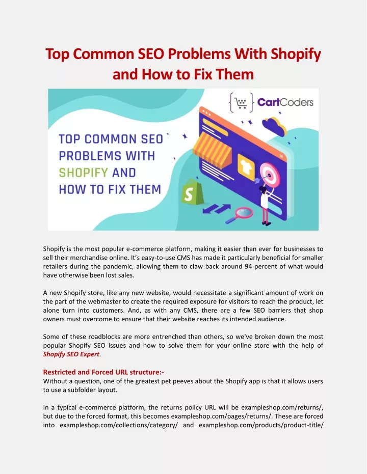 top common seo problems with shopify