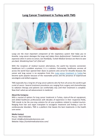 Lung Cancer Treatment in Turkey with TMS