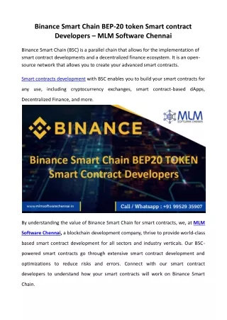 binance smart chain bep 20 token smart contract
