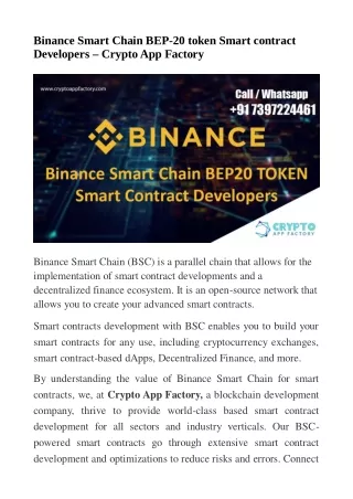 binance smart chain bep 20 token smart contract