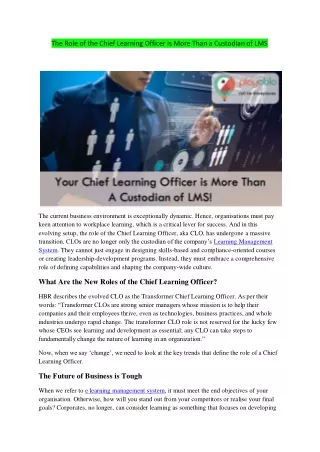 the role of the chief learning officer is more