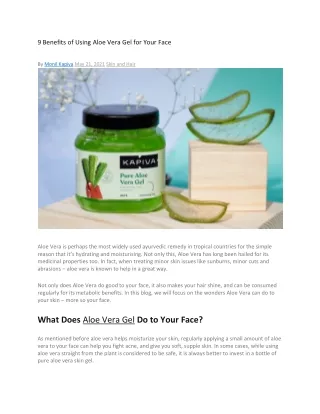 9 Benefits of Using Aloe Vera Gel For Your Face  Kapiva