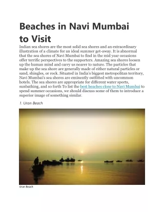 Beaches in Navi Mumbai to Visit