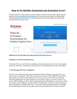 how to fix mcafee download and activation error