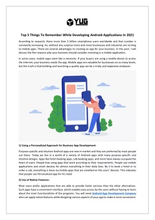 Top 5 Things To Remember While Developing Android Applications In 2021
