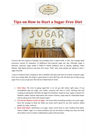 Tips on How to Start a Sugar-Free Diet