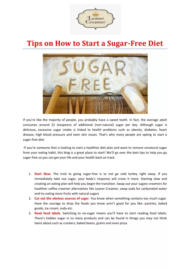 tips on how to start a sugar free diet