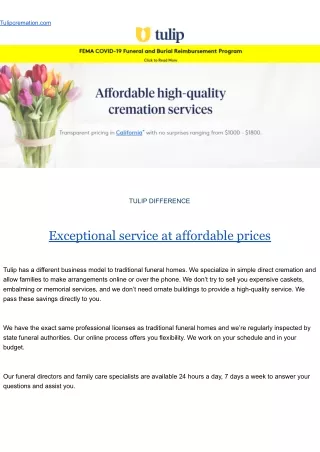 Affordable high-quality cremation services | Tulip Cremation Inc.