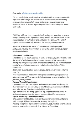 Salaries for digital marketers