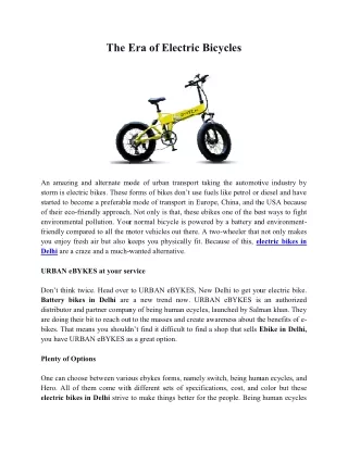 The Era of Electric Bicycles