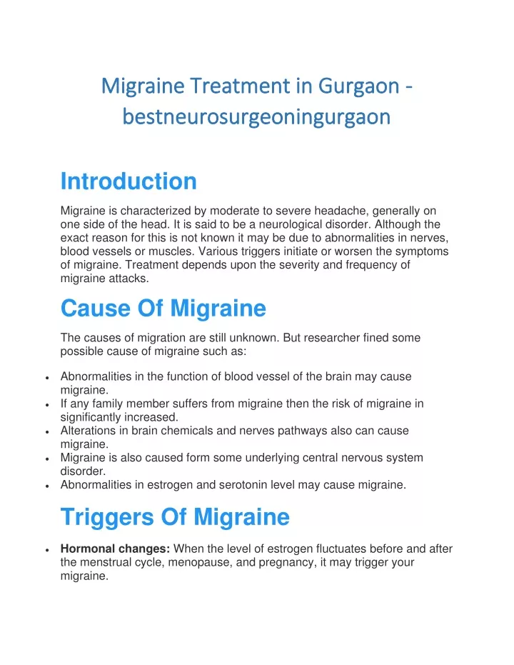 migraine treatment in gurgaon migraine treatment