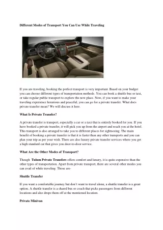 different modes of transport you can use while