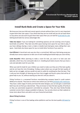 install bunk beds and create a space for your kids