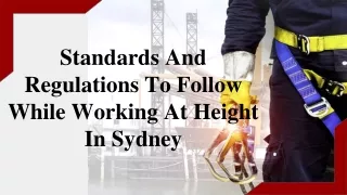 standards and regulations to follow while working at height in sydney