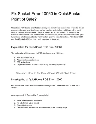 Fix Socket Error 10060 in QuickBooks Point of Sale