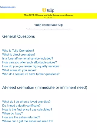 Get Answers of All Your Questions Related To Cremation | Tulip Cremation Inc.