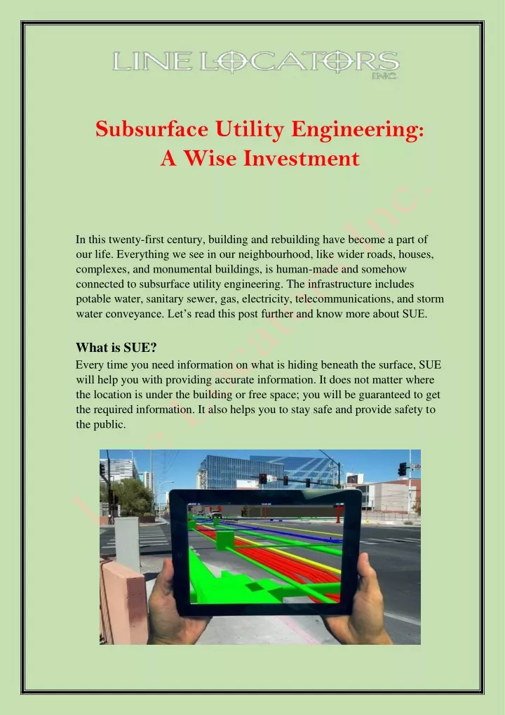 subsurface utility engineering a wise investment