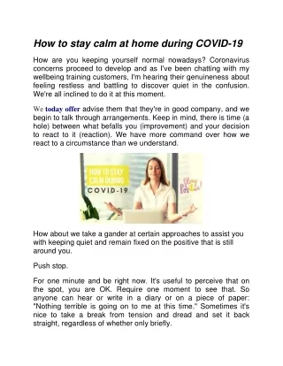 how to stay calm at home during covid 19