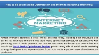 how to do social media optimization and internet