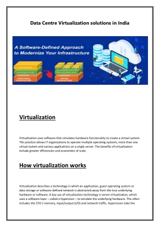 data centre virtualization solutions in india