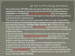 pt inr self testing machine