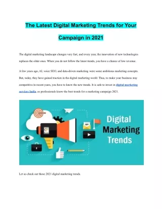Latest Digital Marketing Trends for Your Campaign in 2021
