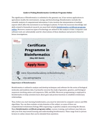 guide to picking bioinformatics certificate