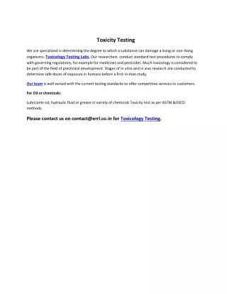 Toxicity Testing