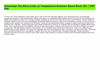 Download The Bone Code (A Temperance Brennan Novel Book 20) | PDF File