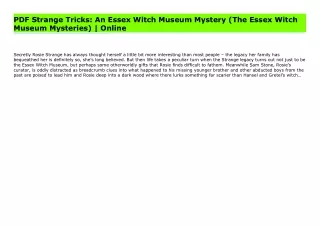 PDF Strange Tricks: An Essex Witch Museum Mystery (The Essex Witch Museum Mysteries) | Online