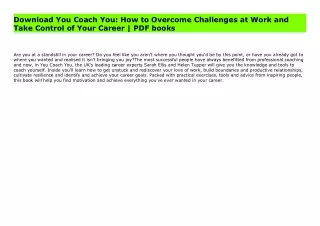 Download You Coach You: How to Overcome Challenges at Work and Take Control of Your Career | PDF books