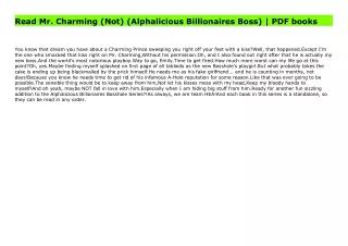 Read Mr. Charming (Not) (Alphalicious Billionaires Boss) | PDF books