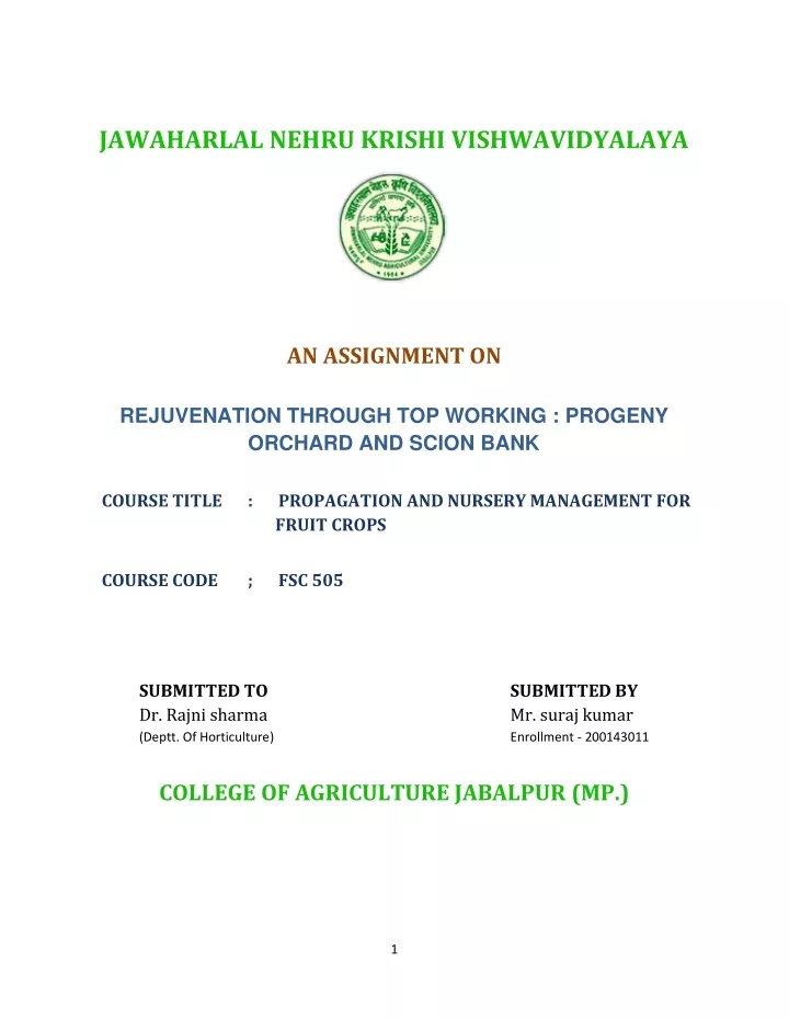 jawaharlal nehru krishi vishwavidyalaya