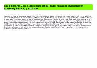 Read Hateful Lies: A dark high school bully romance (Stonehaven Academy Book 1) | PDF File